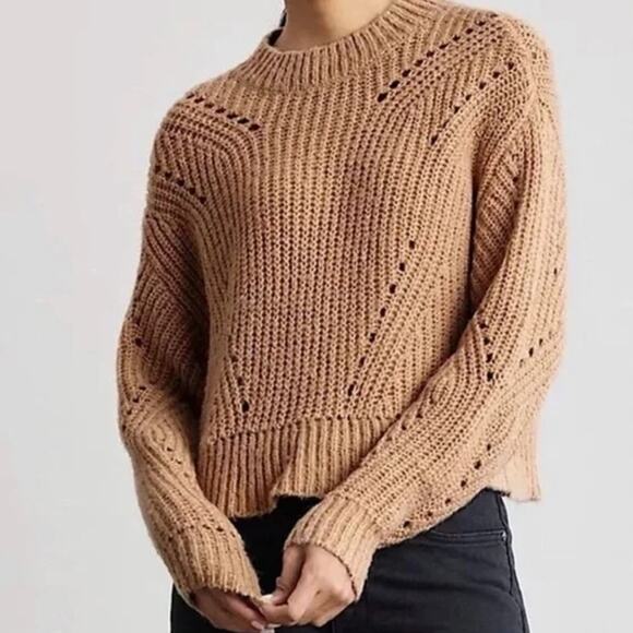 Elizabeth and James Sweater Womens XX Large Tan Tara Knit Open Stitch - Picture 1 of 9